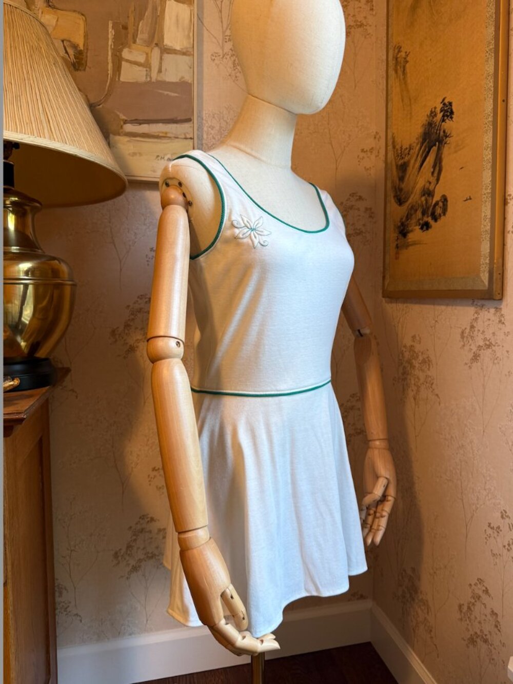 Vintage 1970s Loomtogs "Tennis Whites" Athletic Mini Dress